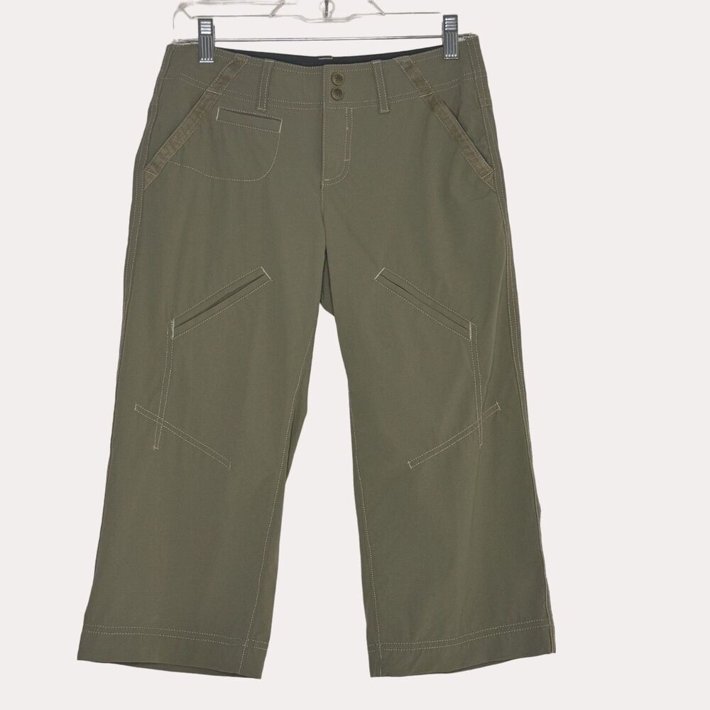 Athleta Womens Cropped Low Rise Cargo Pants Nylon Green 2